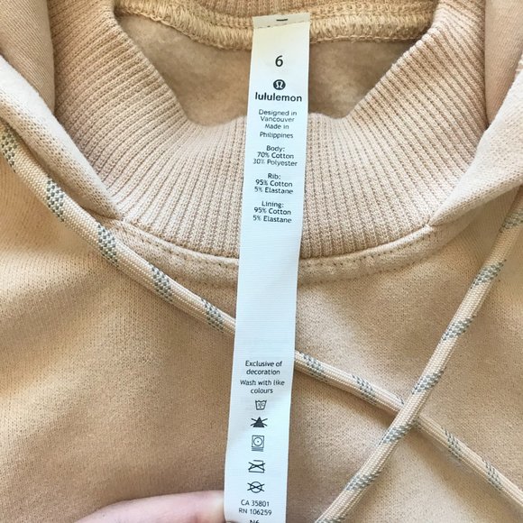 Lululemon Cool Crescent Hoodie Ivory Peach 6 New - Picture 5 of 10